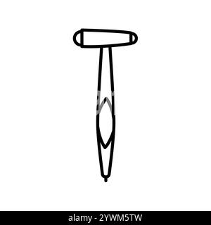 Icona nera della linea del martello neurologico. Firma per pagina Web, app mobile, pulsante, logo. Pulsante isolato vettore. Traccia modificabile. Illustrazione Vettoriale