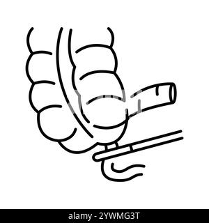 Icona nera della linea dell'appendectomia. Firma per pagina Web, app mobile, pulsante, logo. Pulsante isolato vettore. Traccia modificabile. Illustrazione Vettoriale