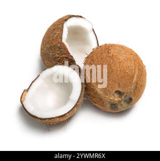 Deliziose noci di cocco, isolate su sfondo bianco Foto Stock