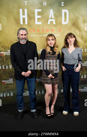 11 dicembre 2024, Madrid, Madrid, Spagna: Clara Galle, John Lynch, Katharine o'Donnelly alla serie TV "The Head 3" Photocall al Thompson Hotel di Madrid, Spagna (Credit Image: © Jack Abuin/ZUMA Press Wire) SOLO PER USO EDITORIALE! Non per USO commerciale! Foto Stock