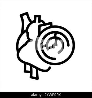 Icona nera della linea dell'ipertensione arteriosa. Firma per pagina Web, app mobile, pulsante, logo. Pulsante isolato vettore. Traccia modificabile. Illustrazione Vettoriale