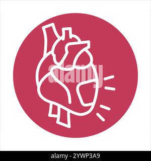 Icona nera della linea di insufficienza cardiaca. Firma per pagina Web, app mobile, pulsante, logo. Pulsante isolato vettore. Traccia modificabile. Illustrazione Vettoriale