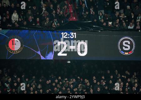 Rotterdam, Paesi Bassi. 11 dicembre 2024. Rotterdam - il punteggio del sesto round del nuovo format della Champions League 2024/2025. La partita è ambientata tra il Feyenoord e l'AC Sparta Praha allo Stadion Feijenoord De Kuip l'11 dicembre 2024 a Rotterdam, nei Paesi Bassi. Credito: Foto Box to Box/Alamy Live News Foto Stock