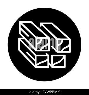 I pannelli in legno modificati termicamente sono contrassegnati da un'icona nera. Firma per pagina Web, app mobile, pulsante, logo. Pulsante isolato vettore. Traccia modificabile. Illustrazione Vettoriale