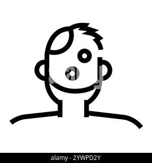 Icona nera della linea alopecia areata. Pulsante isolato vettore. Traccia modificabile. Illustrazione Vettoriale