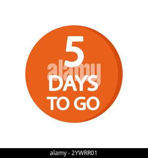 Icona del timer del conto alla rovescia. Grassetto numero cinque. I giorni rimanenti. Cerchio arancione chiaro. Illustrazione Vettoriale