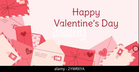 Romantico modello di sfondo per la posta di san valentino Illustrazione Vettoriale