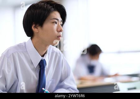 Studenti maschi delle scuole superiori che prendono lezioni Foto Stock