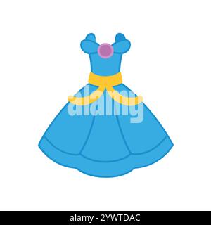 Abito Regal Flowing Gown per ragazze Modern Fashion Vector Art Design Illustrazione Vettoriale