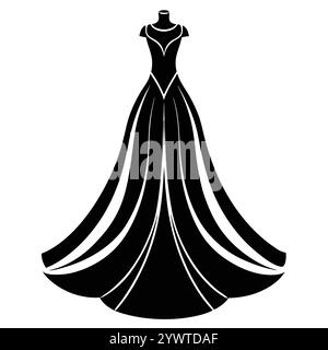 Abito Regal Flowing Gown per ragazze Modern Fashion Vector Art Design Illustrazione Vettoriale