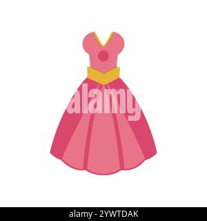 Abito Regal Flowing Gown per ragazze Modern Fashion Vector Art Design Illustrazione Vettoriale