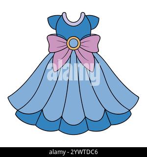 Abito Regal Flowing Gown per ragazze Modern Fashion Vector Art Design Illustrazione Vettoriale