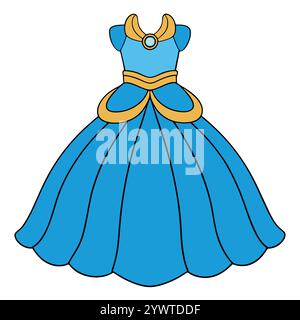 Abito Regal Flowing Gown per ragazze Modern Fashion Vector Art Design Illustrazione Vettoriale