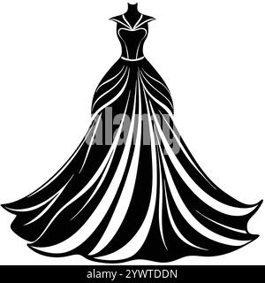 Abito Regal Flowing Gown per ragazze Modern Fashion Vector Art Design Illustrazione Vettoriale