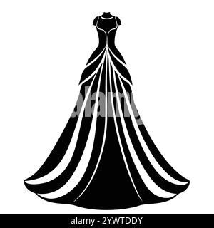 Abito Regal Flowing Gown per ragazze Modern Fashion Vector Art Design Illustrazione Vettoriale