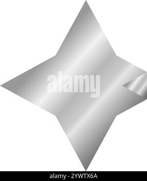 Scintillante emoji color argento.icona a stella metallizzata grigia in stile 3d, simbolo scintillante della piattaforma di social media su sfondo trasparente. Illustrazione vettoriale EPS 10 Illustrazione Vettoriale