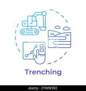 Icona del concetto di gradiente blu di scavo Illustrazione Vettoriale