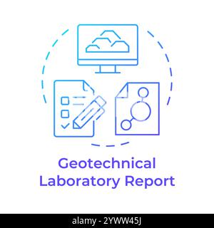 Icona di concetto gradiente blu del rapporto di laboratorio geotecnico Illustrazione Vettoriale