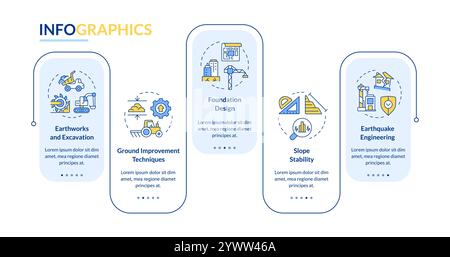 Applicazioni di rapporti geotecnici vettore infografico rettangolare Illustrazione Vettoriale