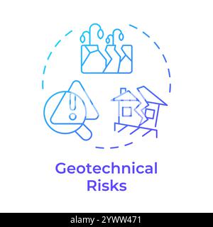 Icona del concetto di gradiente blu rischi geotecnici Illustrazione Vettoriale