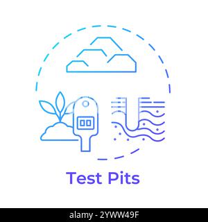 Icona di concetto gradiente blu dei pozzetti di prova Illustrazione Vettoriale