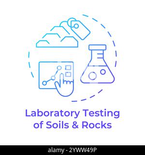 Test di laboratorio di suoli e rocce icona di concetto gradiente blu Illustrazione Vettoriale