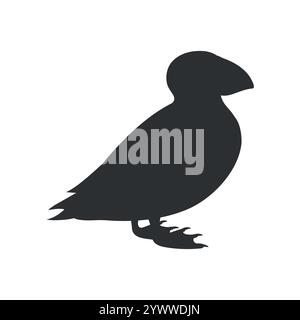 Profilo di uccello di pulcinella atlantica isolato su sfondo bianco. Illustrazione vettoriale Illustrazione Vettoriale