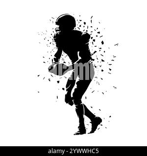 Quarterback di football americano, giocatore di football americano, sagoma vettoriale isolata distorta, vista laterale. Atleta di squadra Illustrazione Vettoriale