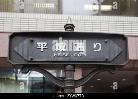 Vecchio cartello stradale a Tokyo, Tsukiji, Giappone, Asia. Foto Stock