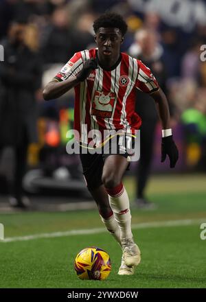 Londra, Regno Unito. 11 dicembre 2024. Jesuran Rak-Sakyi dello Sheffield United durante lo Sky Bet Championship match al Den, Londra. Il credito per immagini dovrebbe essere: Paul Terry/Sportimage Credit: Sportimage Ltd/Alamy Live News Foto Stock