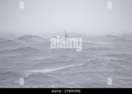 Tempesta di Porthcawl, il fronte mare viene colpito dalle onde Foto Stock