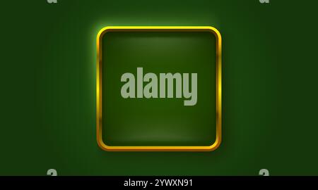 Cornice dorata su sfondo verde, design casinò, cornice per il felice anno nuovo. Vettore Illustrazione Vettoriale