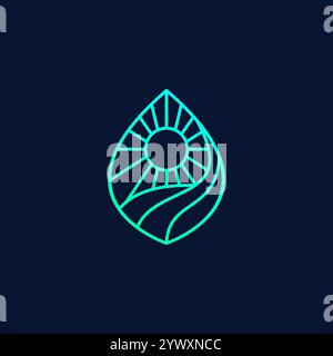 Design con logo Nature Sunrise Farm. Logo agricolo Illustrazione Vettoriale