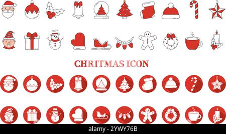 Set completo di icone natalizie per il design natalizio Vector Illustrazione Vettoriale