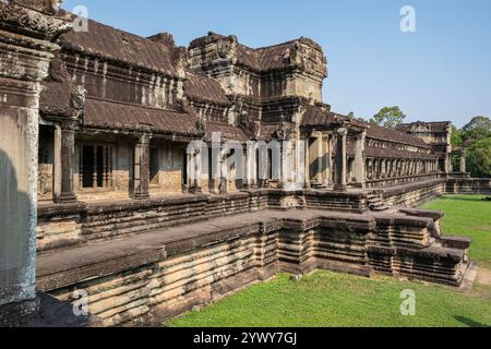 Cambodge, Cambogia, 2024-02-25, Siem Reap, Angkor Temple, Angkor VAT, Khmer, rovine, scultura, architettura, arte, bassorilievo, regno Khmer Foto Stock