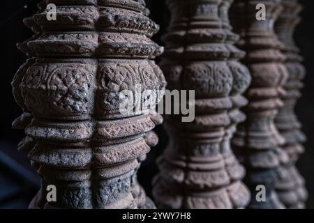 Cambodge, Cambogia, 2024-02-25, Siem Reap, Angkor Temple, Angkor VAT, Khmer, rovine, scultura, architettura, arte, bassorilievo, regno Khmer Foto Stock
