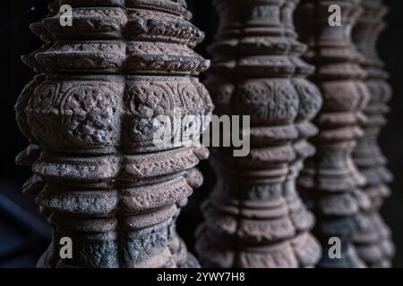 Cambodge, Cambogia, 2024-02-25, Siem Reap, Angkor Temple, Angkor VAT, Khmer, rovine, scultura, fotografia di Jean-Yves Bardin Foto Stock