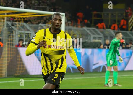 Dortmund, Germania. 11 dicembre 2024. Dortmund, Germania 11. Dezember 2024: Champions League - 2024/2025 - Borussia Dortmund vs. FC Barcelona IM Bild: Serhou Guirassy (BVB) crediti: dpa/Alamy Live News Foto Stock