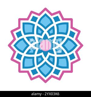 Modello islamico con elementi in stile mandala, ideale per post sui social media, poster e biglietti d'auguri durante il Ramadan, Eid e Capodanno islamico. Illustrazione Vettoriale