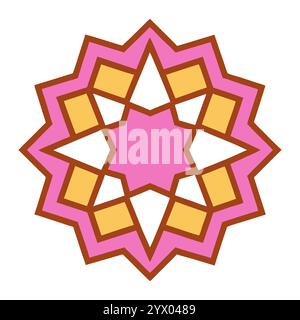 Modello islamico con elementi in stile mandala, ideale per post sui social media, poster e biglietti d'auguri durante il Ramadan, Eid e Capodanno islamico. Illustrazione Vettoriale