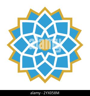 Modello islamico con elementi in stile mandala, ideale per post sui social media, poster e biglietti d'auguri durante il Ramadan, Eid e Capodanno islamico. Illustrazione Vettoriale