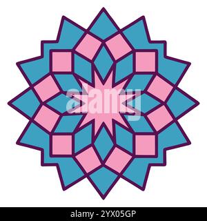 Modello islamico con elementi in stile mandala, ideale per post sui social media, poster e biglietti d'auguri durante il Ramadan, Eid e Capodanno islamico. Illustrazione Vettoriale