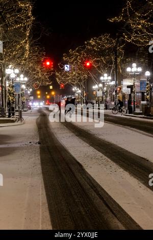 Inverno sulla Main Street di Ann Arbor, Michigan, USA [Nessuna pubblicazione; solo licenze editoriali] Foto Stock