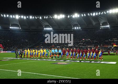 Roma, Lazio. 12 dicembre 2024. Il playerÕs durante la fase Europa League del giorno 6 tra Roma e Sporting Braga allo stadio Olimpico, Italia, 12 dicembre 2024. Credito: massimo insabato/Alamy Live News Foto Stock