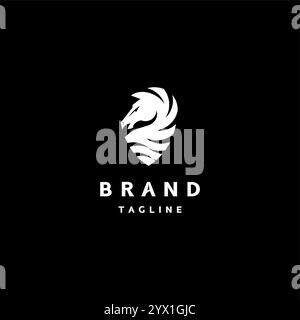 Logo Power Horse Shield. Elegante design con logo e silhouette Horse Shield. Illustrazione Vettoriale