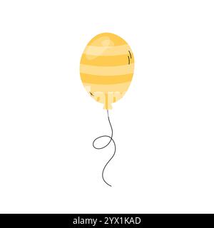 Simpatica illustrazione isolata del vettore del palloncino. Elemento decorativo disegnato a mano per compleanni, feste, eventi e altri progetti di celebrazione. Le feste si gonfiano Illustrazione Vettoriale