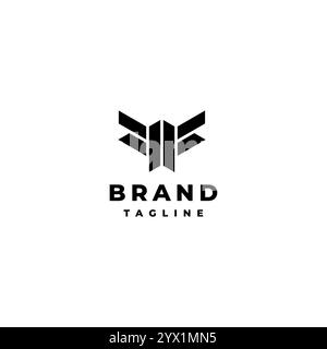 Design del logo FF con lettera iniziale in grassetto. Logo lettera F e F Wing Symbol. Illustrazione Vettoriale