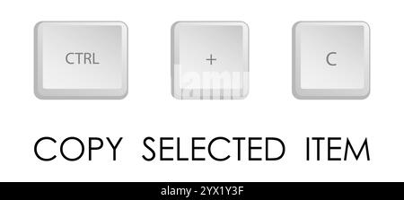 Copia combinazione tasti. Scelta rapida da tastiera per eseguire rapidamente il comando nel sistema operativo. Vettore isolato su sfondo bianco Illustrazione Vettoriale