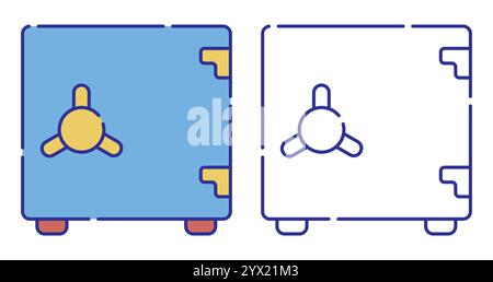Icona con linea sottile colorata. Combinazione di stoccaggio sicuro, risparmio sugli investimenti. Memorizzazione delle informazioni su supporti rimovibili. Semplice vettore isolato su bianco Illustrazione Vettoriale