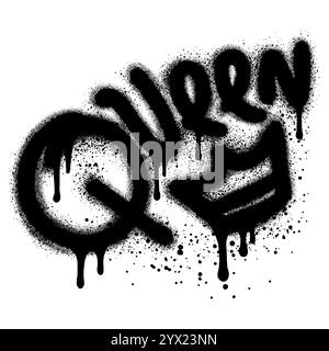 Testo Graffiti Queen spruzzato in nero su bianco. Illustrazione Vettoriale